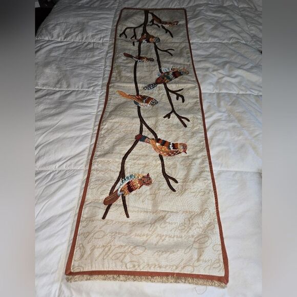 Fall Pier 1 Table Runner w/ embroidered birds 48x13.5 - Picture 11 of 11